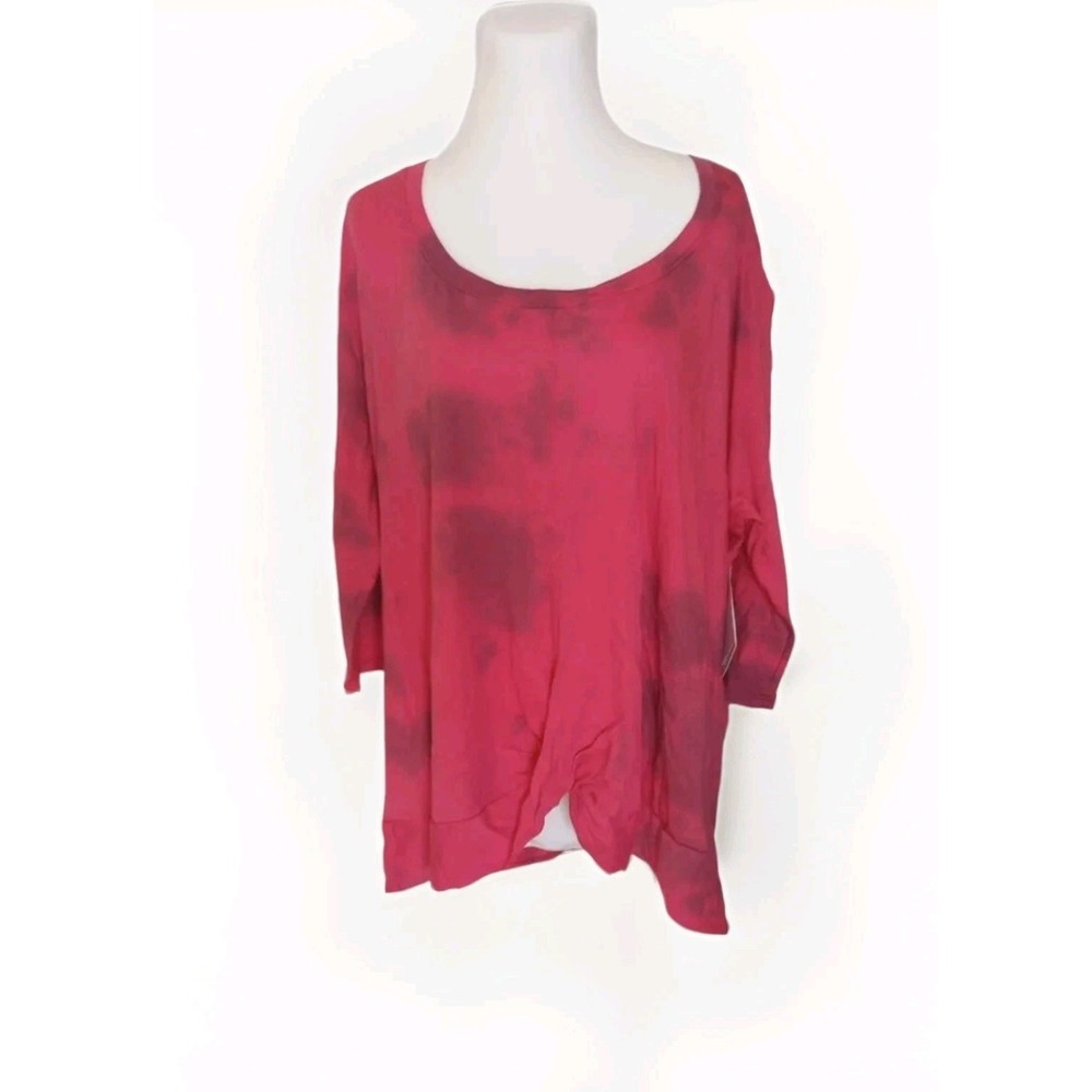 Rebel NWT Womens Plus Size 3X  Pink Short Sleeve  Tie dye Fit Knit Top
